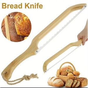 15 in Serrated Bread Slicer, Sourdough Bread Knife, Stainless Steel Bow Knife
